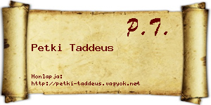 Petki Taddeus névjegykártya